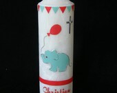 Elephant Christening Baptism Name Date Candle