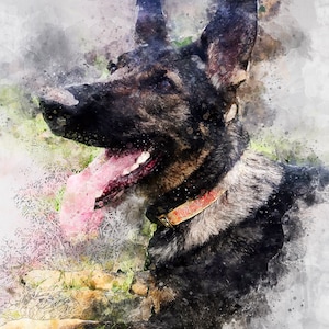 Custom 8x10 printable digital watercolor of your pet