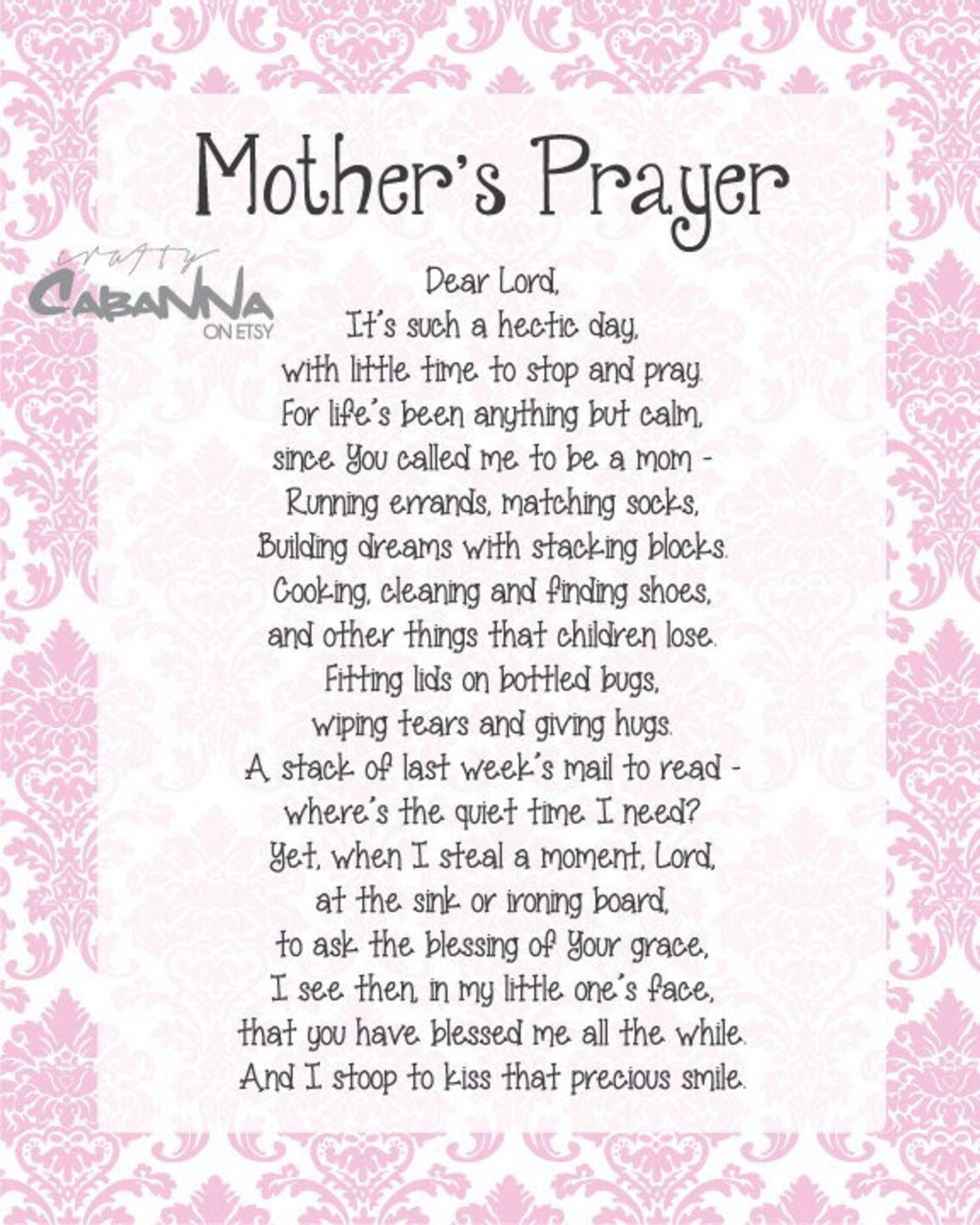 Mothers Prayer Childs Room Decor - Etsy