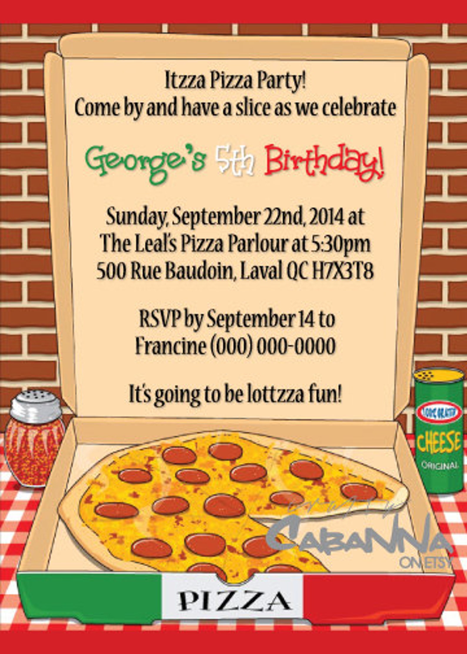 Pizza Party Birthday Invitation Etsy