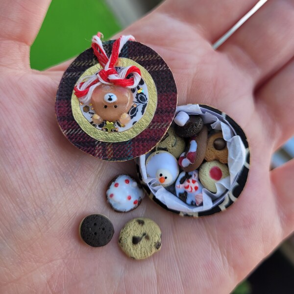 ONE Handmade box of miniature fake holiday cookies