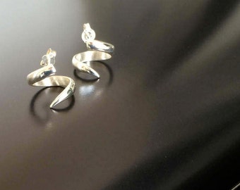 Sterling Silver Spiral Statement Earrings. Sculptural Earrings
