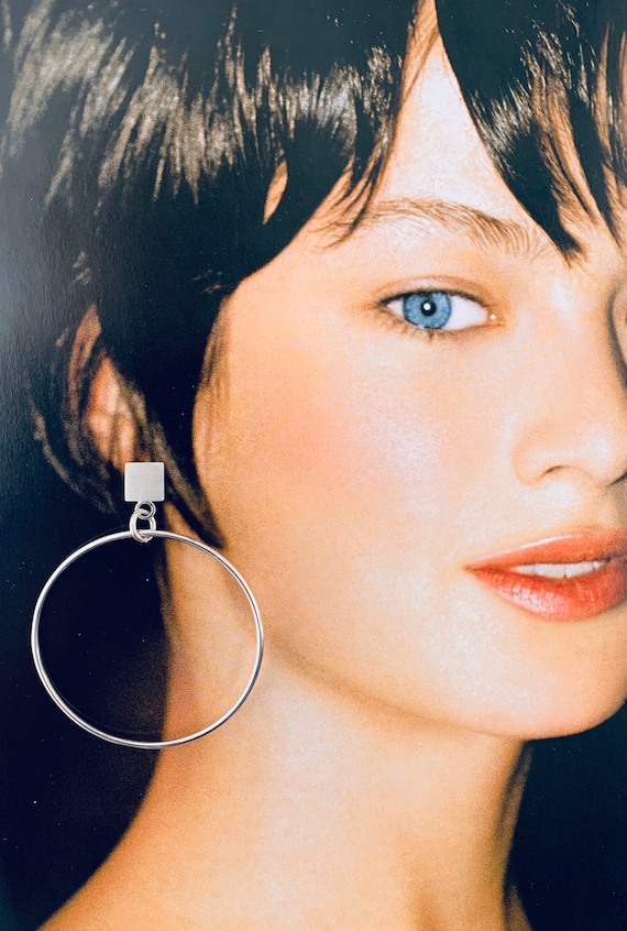 Sterling Silver Dangly Hoop Earrings. Statement earrings. Designer earrings
