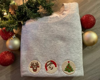 Embroidered Christmas cookie sweater, embroidered holiday sweater, embroidered crewneck, holiday sweater