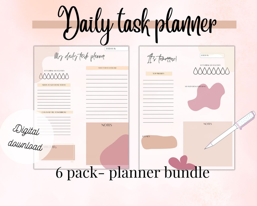 Daily Task Planner, Digital Planner, With Water Intake and Daily ...