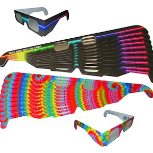 Fireworks Glasses - 50 Diffraction  Eyeglasses - Rave Waves / Trippy Tie-Dye Frames