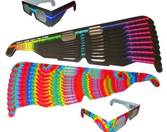 Fireworks Glasses - 50 Diffraction  Eyeglasses - Rave Waves / Trippy Tie-Dye Frames
