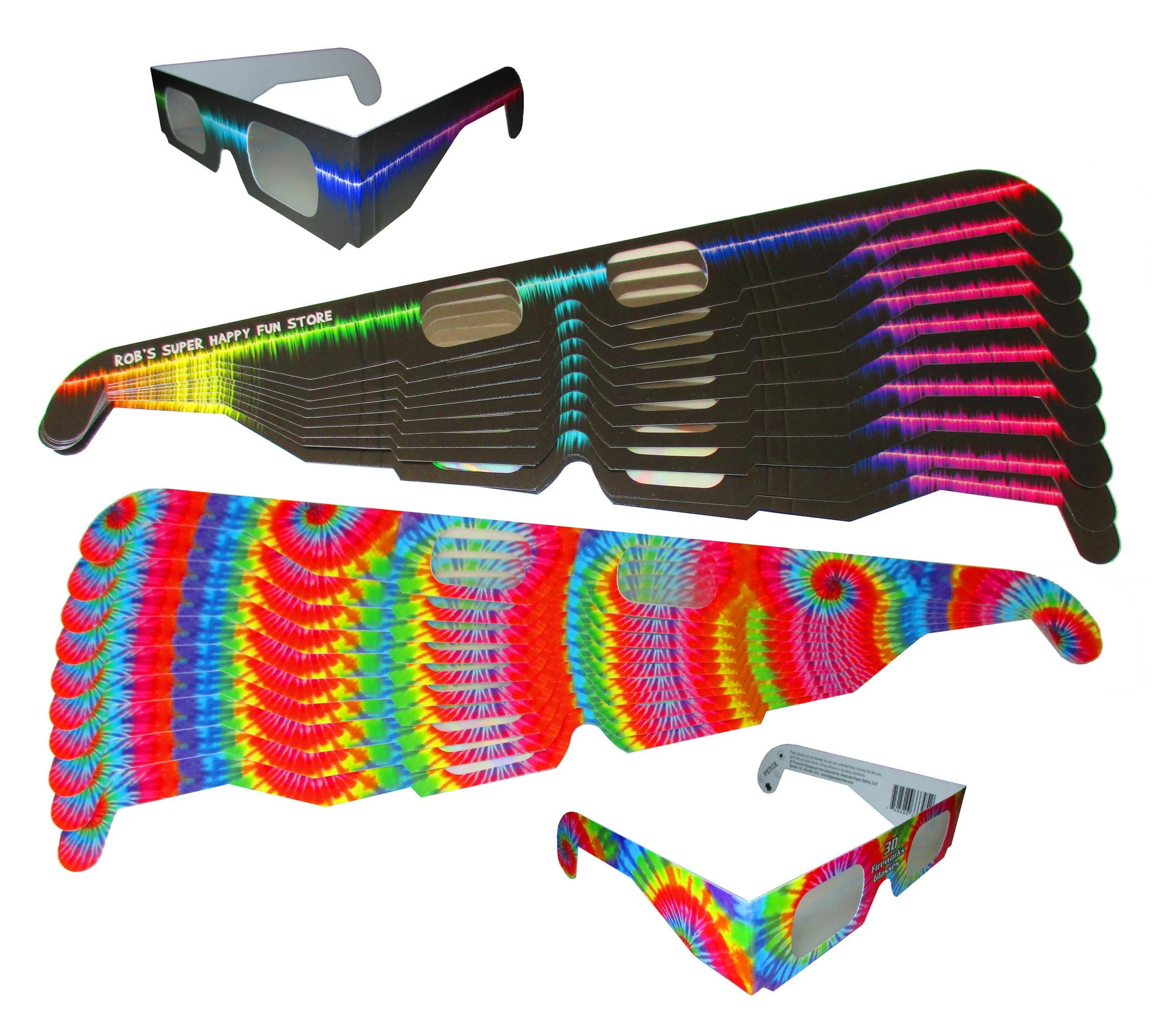 Fireworks Glasses - 50 Diffraction Eyeglasses - Rave Waves