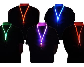 LED Fiber Optic Lanyard: Flashing Light Badge Holder - 5-Pack