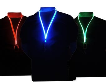 LED Fiber Optic Lanyard 3-Pack: Flashing Light Badge Holder