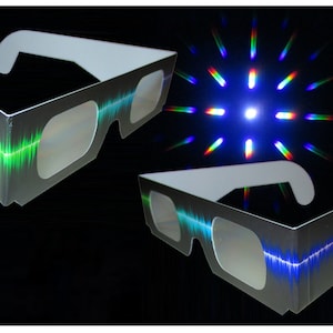 Fireworks Diffraction Glasses - See Rainbow Bursts of Color - Perfect for Holiday Lights, City Lights, Even the Moon and Stars - 10 Glasses