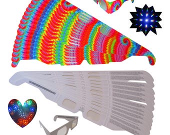Fireworks Glasses - Peace & Love Party Pack - Rainbow Diffraction Prism Glasses