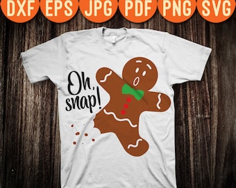 Oh, Snap Gingerbread Man grappige kerst gelukkig vakantie SVG PNG digitale Cut bestand ijzer op overdracht