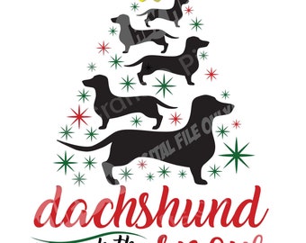 Teckel door de sneeuwhond Cute Christmas Doxen Happy Holidays SVG PNG Digital Cut File Iron on Transfer Duidelijke waterglijbaan gedrukte sticker