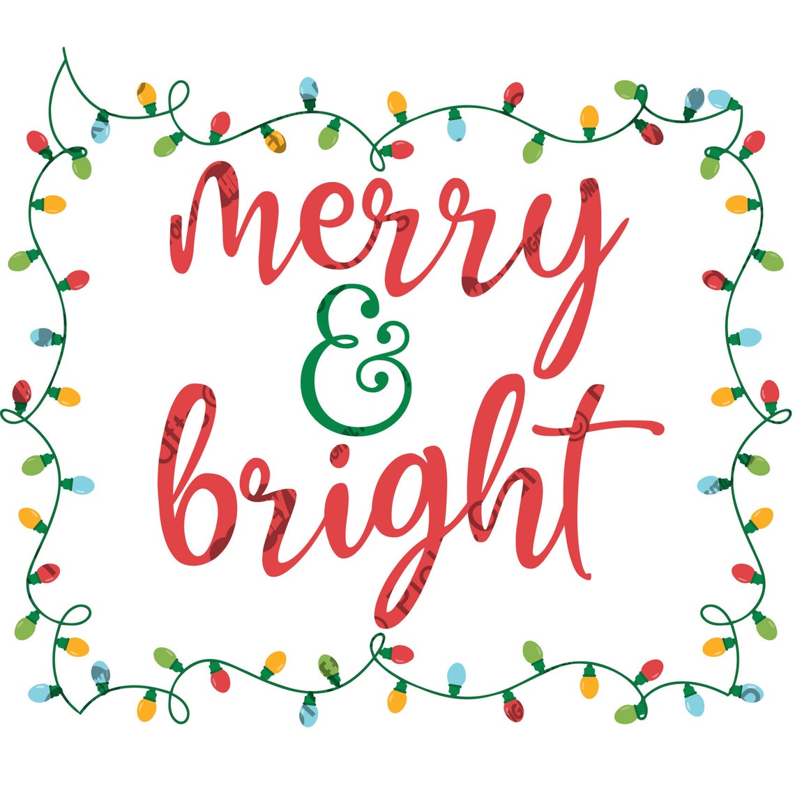 Merry & Bright Christmas Lights Merry Xmas Happy Holidays SVG Etsy