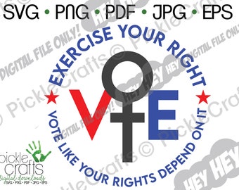 Voto Derechos de las mujeres Día de las elecciones Elecciones feministas SVG PNG Archivo de corte digital Transferencia de planchado Sublimación Tobogán de agua Letrero impreso