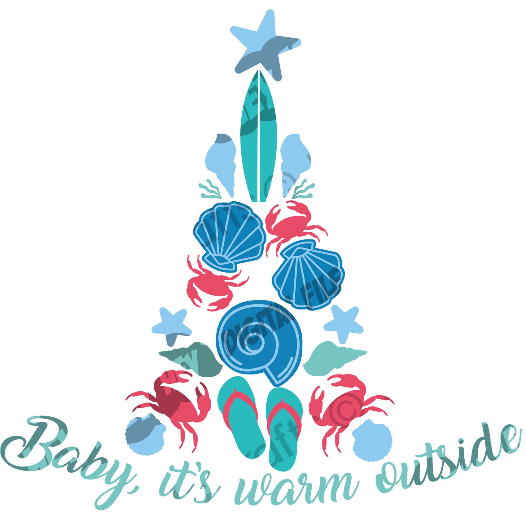 Baby Het is koud warm buiten Gelukkige feestdagen Merry Christmas SVG PNG Digitaal gesneden bestand Sublimatie ijzer op transfer waterglijbaan afgedrukte sticker
