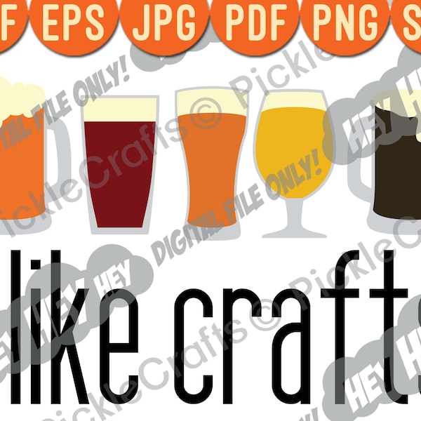 I Like Crafts Beer SVG PNG Digital Cut File Iron on Transfer Clear Waterslide Printed Decal