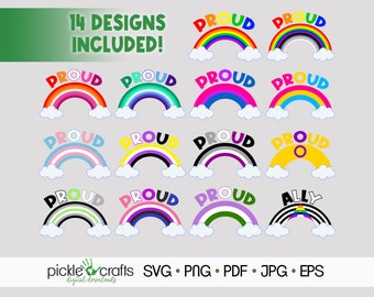Rainbow Gay Pride LGBTQ Bundle SVG PNG Digital Cut File Iron on Transfer Sublimation Design Waterslide Printed Decal