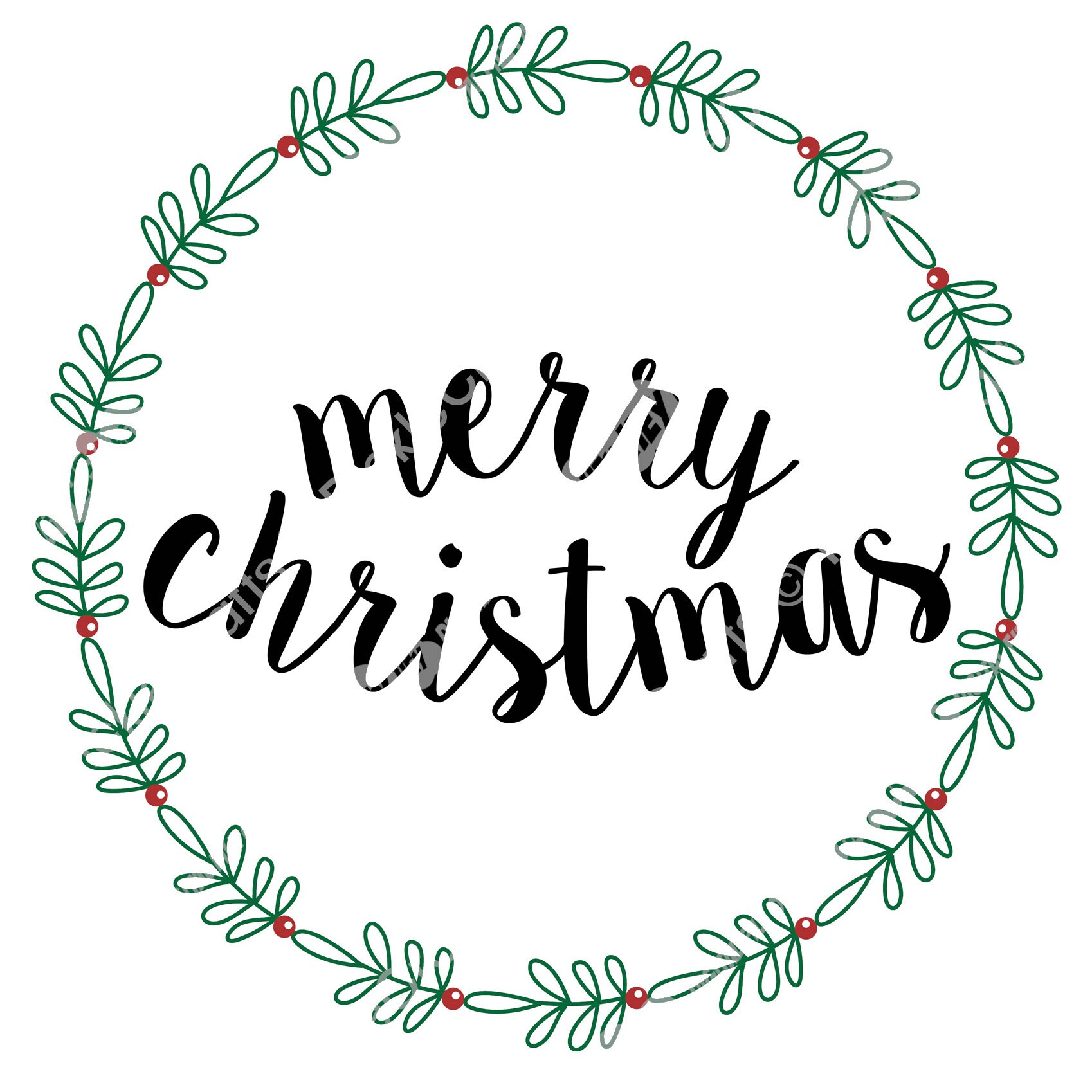 Download Merry Christmas Wreath Holly Leaves Ornament Design Svg Png Etsy