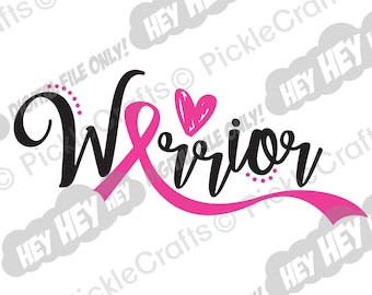 Breast Cancer Warrior Survivor Ribbon Cancer Awareness SVG PNG Digital Cut File Iron on Transfer Sublimatie Design Waterglijbaan Gedrukte Decal