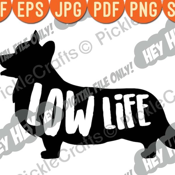 Cardigan Corgi Dog Low Life SVG PNG Digital Cut File Iron on Transfer Clear Waterslide Printed Decal