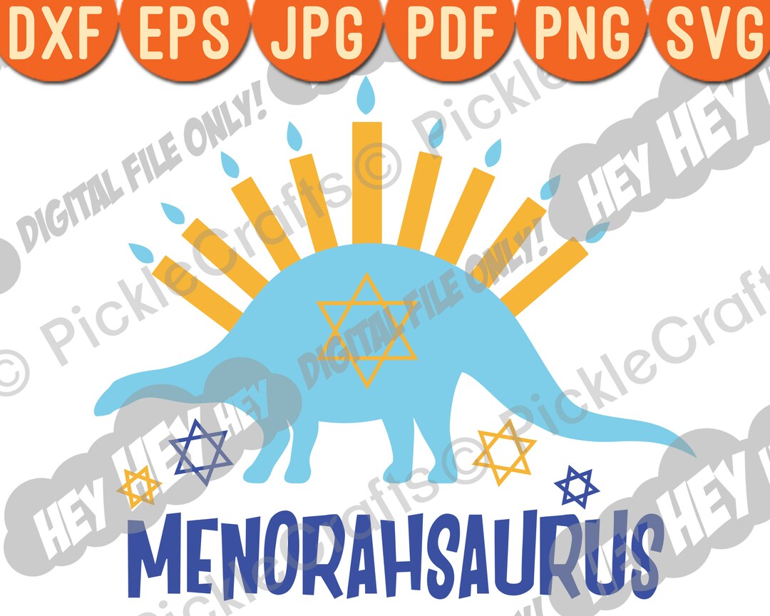 Happy Hanukkah Menorahsaurus Dinosaur Menorah Holidays SVG PNG Etsy
