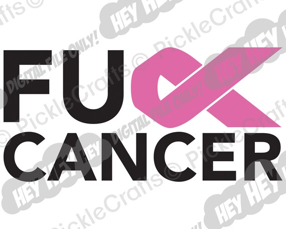 Fuck Cancer Breast Cancer Survivor Ribbon Awareness SVG PNG Digital Cut File Iron on Transfer Sublimation Design Waterslide Printed Decal