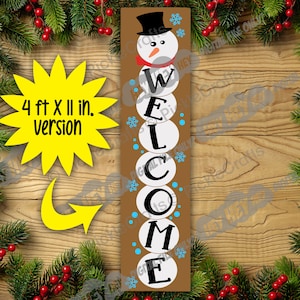 Christmas Holidays Vertical Welcome Sign Snowman SVG PNG Digital Cut File Design Iron on Transfer Clear Waterslide Printed Decal