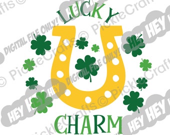 St. Patrick's Day Lucky Charm Irish Toddler Shamrock SVG PNG Digital Cut File Iron on Transfer Sublimation Design Waterslide Printed Decal