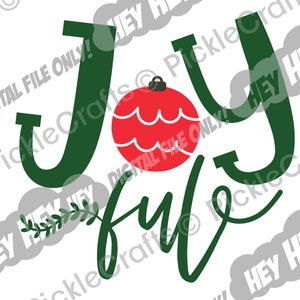 Joyful Merry Christmas Happy Holidays Ornament script font SVG PNG Digital Cut File Design Iron on Transfer Clear Waterslide Printed Decal