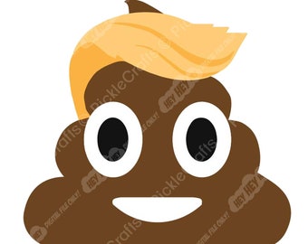 May include: A brown poop emoji with a white smile and large white eyes. The emoji is wearing a yellow wig.
