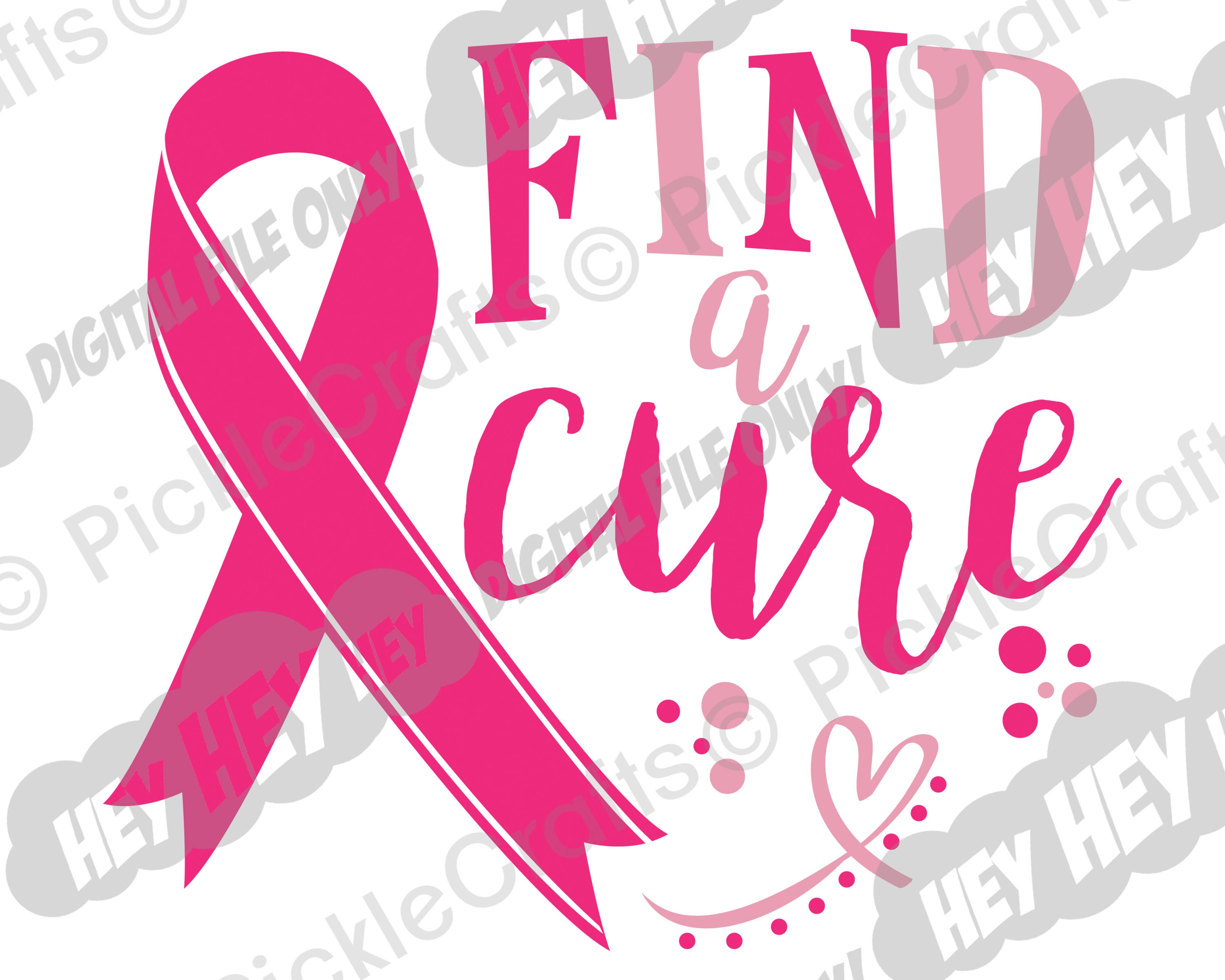 Breast Cancer Find a Cure Cancer Ribbon SVG PNG Digital Cut | Etsy