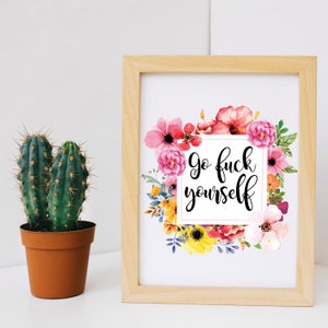 Go Fuck Yourself T-Shirt, Funny Womens, PNG JPG Iron on Transfer Clear Waterslide Printed Decal image 2