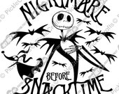Nitemare Before Snacktime Halloween Kids SVG PNG Digital Cut File Iron on Transfer Clear Waterslide Printed Decal