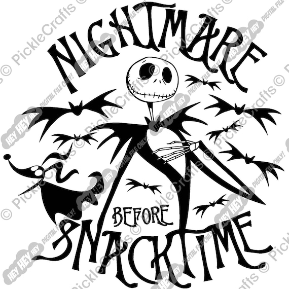 Nitemare Before Snacktime Halloween Kids SVG PNG Digital Cut File Iron on Transfer Clear Waterslide Printed Decal