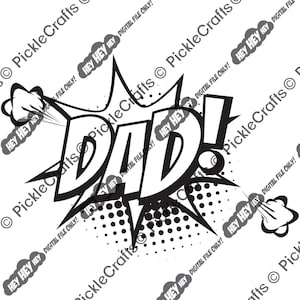 Papa Comic Book Burst Father es Day New Dad SVG PNG Digital Cut File Iron on Transfer Sublimation Design Clear Waterslide Printed Decal