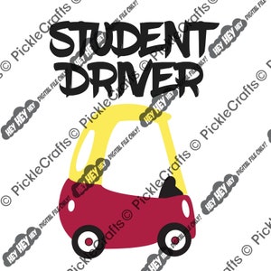 Caution: Student Driver SVG PNG Digital Cut File Iron on Transfer Clear Waterslide Printed Decal