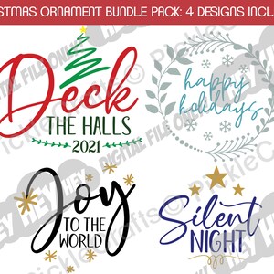 Christmas Ornament 2021 Design Bundle Deck the Halls Holiday SVG PNG Digital Cut File Design Iron on Transfer Clear Waterslide Printed Decal