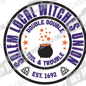 Salem Local Witches Union Wiccan Pagan Halloween SVG PNG arquivo de corte digital ferro em transferência design de sublimação transparente decalque impresso em toboágua