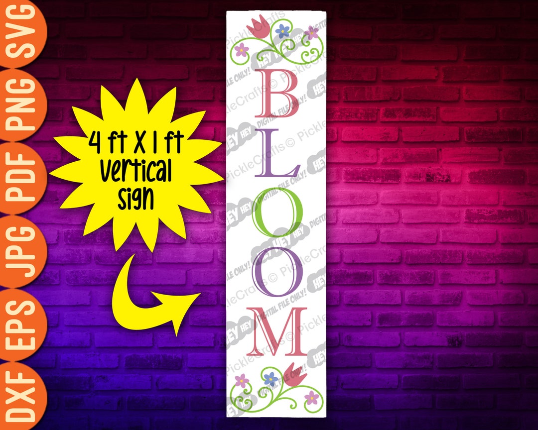 Hello Spring Bloom Vertical Welcome Sign Flowers Printable Svg Png
