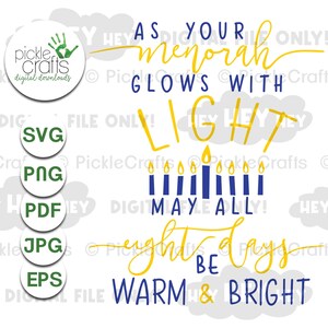 Hanoucca au fur et à mesure que votre menorah grandit avec la lumière huit jours SVG PNG fichier numérique coupé fer sur transfert Sublimation Design toboggan aquatique sticker imprimé