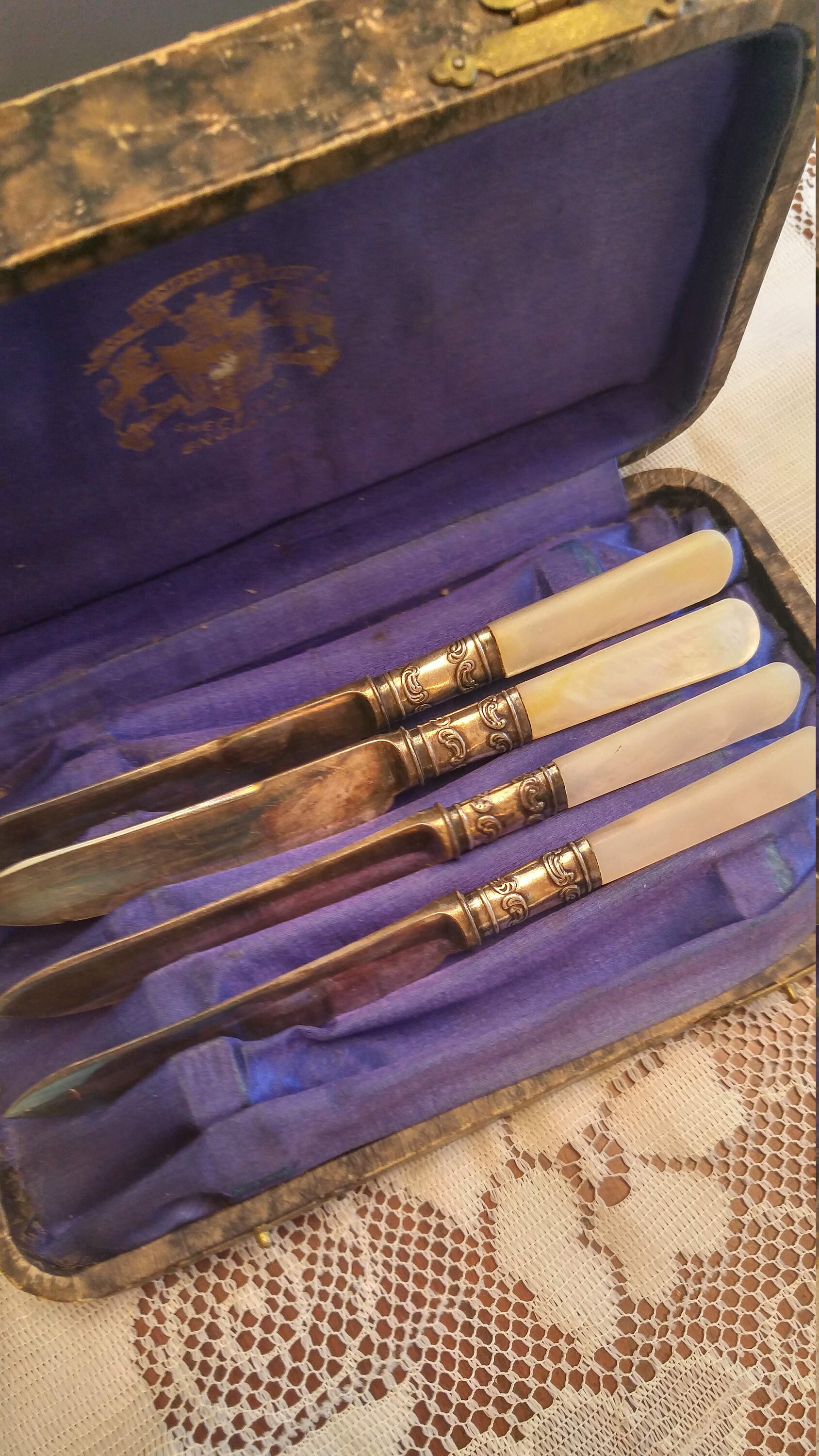 Antique Butter Knife Set 4 knives Sheffield England Etsy