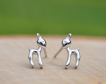 Adorable Silver Deer Earrings in 100% Sterling Silver 925, Animal Jewelry, Forest Animals, Animal Lovers, Children's Earrings