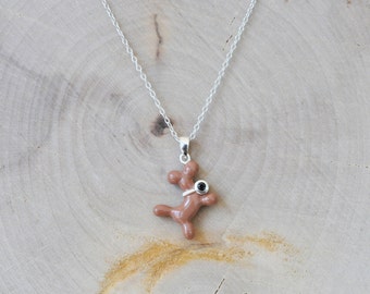 Brown Balloon Dog Necklace in Sterling Silver, Dog Necklace, Animal Necklace, Animal Jewelry, Dog Lover, Childrens Jewelry, Balloon Dog