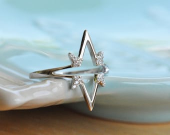 Sterling Silver Fireworks CZ Ring, Sterling Silver 925 Ring, Sterling Silver Ring, Fireworks