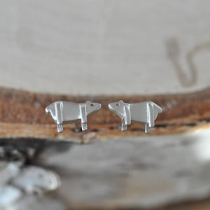 Silver Pig Earrings in 100% Sterling Silver 925, Animal Jewelry, Piggy Earrings, Animal Lovers, Children&#39;s Earrings, Year of the Pig