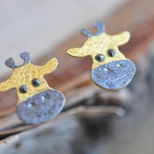 Giraffe Earrings in 100% sterling silver, Giraffe Earrings, Animal Earrings, Animal Jewelry; Giraffe