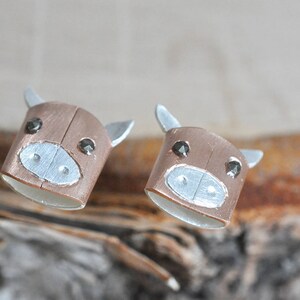 3D Rose Gold Pig Earrings in 100% Sterling Silver, Pig Earrings, Pig Jewelry, Animal Lovers, Sterling Silver Earrings; Origami Jewelry