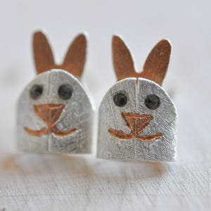 3D Rabbit Earrings in 100% Sterling Silver, Rabbit Jewelry, Animal Lovers, Sterling Silver Earrings; Bunny Earrings, Origami Jewelry